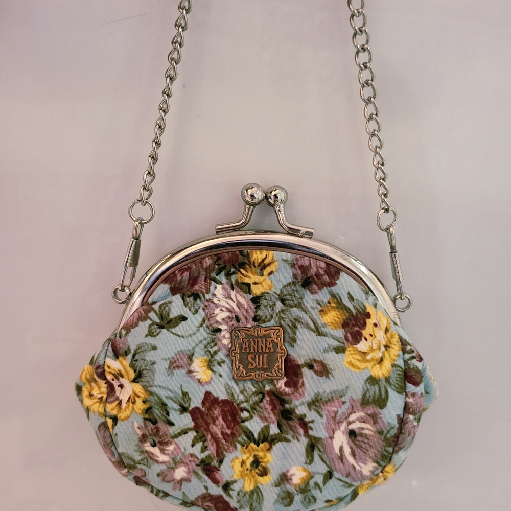 Anna Sui Floral Blue Coin Purse Crossbody Bag